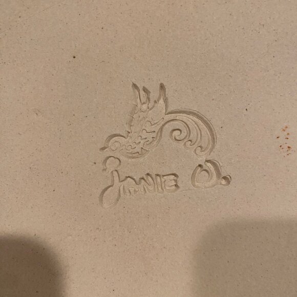 Studio Pottery Plate - Brown Leaf Design, Signed by Janie O. 9.5” 🍂 - Picture 2 of 3